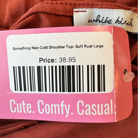 Something New Cold Shoulder Top- Soft Rust - Picture 11 of 12